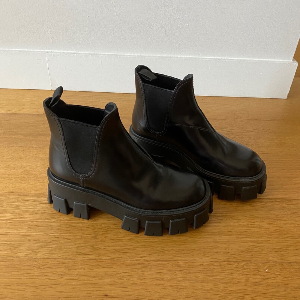 PRADA MONLITH BRUSHED BOOTIES